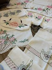 16 Vintage Embroidered Linens, Great Variety,  picture