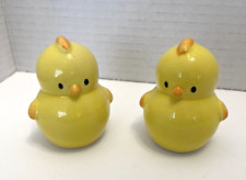 Vintage Salt & Pepper Shakers Baby Yellow Chicks Ceramic Spring Easter Chickens picture