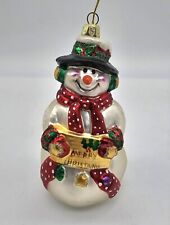 Vintage Glass Snowman Ornament Christmas 5-in Tall Gorgeous picture