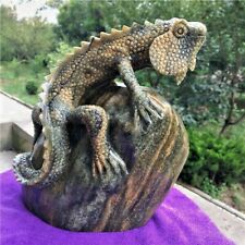 7.87Lb a full of dynamic Lizard statue from a Perfect Tibetan blue jade rock 453 picture