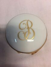 Letter “B” Round Mini Trinket Jewelry Box - Limoges France Porcelain -Free Ship picture