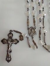 Vintage Catholic Rosary Sterling Silver Marked Cfx&Ctr  Clear Crystal Teardrop picture