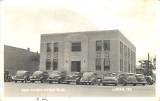 Postcard RPPC 1940s Texas Linden Cass County office Buildings autos TX24-962 picture