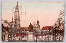 Postcard Anvers Place Verte et Cathedrale Antwerp, Belgium 1919 picture