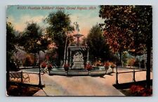Postcard Fountain Soldier's Home Grand Rapids Michigan c1914 picture
