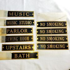 Lot of 10 NOS Brass Room & NO Smoking Signs picture