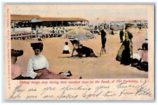 1906 Crowd Vacation Days on the Beach Far Rockaway New York NY Posted Postcard picture