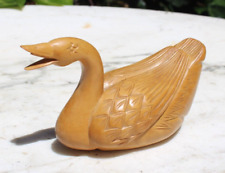 Goose Sculpture Small Wooden Carved Figurine Duck Geese Bird Asian picture