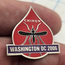 VTG Lapel Pinback Silver Tone 2006 CONVENTION CHIRON MOSQUITO BLOOD SVCS  picture