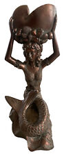 C2C Designs Bronze Mermaid Holding Shell Candle Holder Fantasy 13”Plaster Statue picture