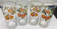 Vintage Oranges & Pears Juice Glasses Set Of 4 - 6 1/4