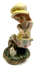 Vintage Girl with Watering Can and Kittens  5
