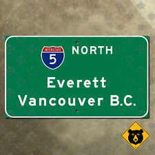 Everett Washington Vancouver British Columbia I-5 highway road sign 21x12 picture