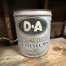 Vintage D-A Lubricant Diesel Motor Oil 5 Gal Bucket Can w/ Handle & Advertising picture