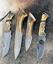 ABCUTLERY FANCY HANDMADE STEEL D2 VN FOUR KNIVES PIECE SET HANDLE STAG ANTLER  picture