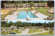 Postcard MS Long Beach Mississippi Pine Lodge Motor Court Motel Pool MS32 picture