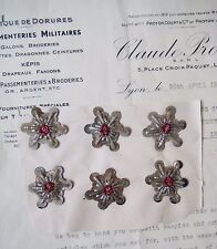 6 Antique Vintage Silver Metallic Bullion Star Spangle Original Paper Applique picture