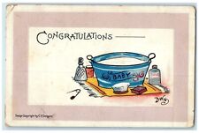 1917 Congratulations Baby Bath Brush Dwig Embossed Turtle Lake ND Postcard picture