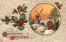 Vintage Postcard Christmas Greetings Holiday Special Yuletide Season Windmill picture