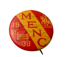Vintage 1938 MENC 38 St. Louis Button Co Lithograph Tin Litho Pinback Badge Pin picture