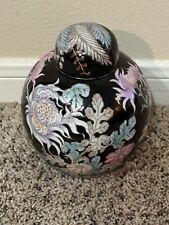 Floral Chinese Hand Painted Ginger Jar with Lid 5.25