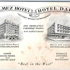 c1940s Clinton / Guymon, Okla Calmez Hotel Hotel Dale Advertising Postcard A242 picture