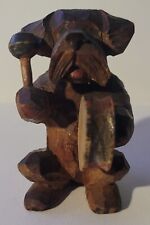 Vintage Wooden Carved Scottie Dog Drummer Musical Dog Band Figurine ANRI? picture