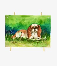 Dog Painting King Charles Cavalier Watercolor in Acrylic Metal Frame Art Decor picture