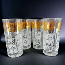 Vintage Mid Century Tumbler Drinking Glass High Ball Set 4 Atomic Design Glasses picture