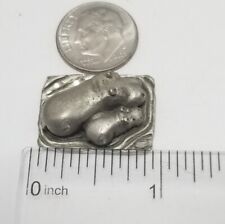 Vtg Miniature Ceteri Pewter Mother And Baby Hippopotamus 1