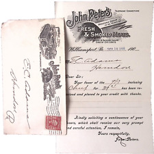 1908 John Peters Fresh & Smoked Meats WILLAIMSPORT PA Receipt and Postal Cover picture