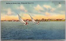 1948 Sailing On Sunset Lake Wildwood Crest New Jersey Sailboats Posted Postcard picture