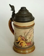 Antique ELF GNOME Mettlach Pottery Beer Stein No. 2179  Pewter Lid  1/4 Liter picture