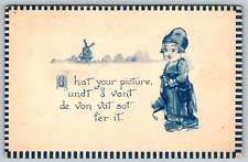 c1940s Windmill Boy Blue Picture Kodiak Camera Belgian German Antique Postcard picture
