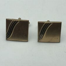 Vintage Swank Signed Gold Tone Or Brass Tone Pair Cufflinks Classy Design H5 picture