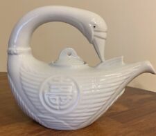 Swan Crane Sake Pitcher / Teapot Figural Vessel Bottle Server Kotobuki Fuku Sofu picture