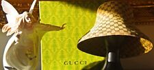 Gucci Beige Canvas Denim Monogram Wide Brim GG Bucket Hat Ultra Thick Canvas~ picture