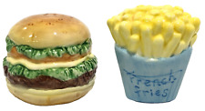 Vntg Hamgurger & French Fries Salt & Pepper Shakers Cheese Burger YUM Delicious picture