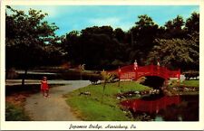Japanese Bridge Harrisburg PA Pennsylvania Postcard VTG UNP Curteich Vintage picture
