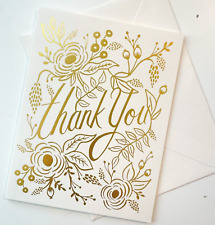 RIFLE PAPER CO. Thank You Greeting Card & Envelope - Marion Gold Foil Floral picture