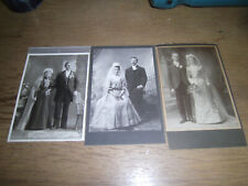 Antique three wedding photos 1800's Wisconsin Heavy cardboard backing 4 x 6 picture