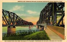 Vintage Postcard- Memphis and Harrahan Bridges Spanning Mississippi  Early 1900s picture