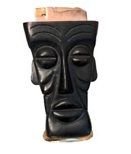 Vintage Carved  Wood Table Lighter Tiki God Black Made In Hawaii 6