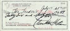 CHARLTON HESTON PERSONAL BANK  CHECK AUTOGRAPH 1961 BEN HUR PLANET OF THE APES picture