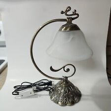 Vintage CANARM Brass Lily Pad Table Desk Lamp Light White Frosted Glass Shade C picture
