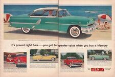 1955 Mercury Montclair TWO PAGE Print Ad Summertime Beach Umbrellas picture