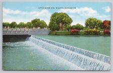 Postcard Little River Dam Arkansas River, Wichita, Kansas Vintage picture