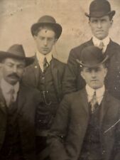 1870S Tintype Photo Of Four Victorian Era Businessmen Wearing Suits And Hats picture