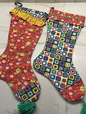 2 VTG Christmas Stockings Swedish Yellow Blue Red Green Sweden Brier Patch READ picture