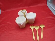Vintage 1970's Tupperware Trio Condiment Salad Dressing Caddy Server w/ Spoons picture